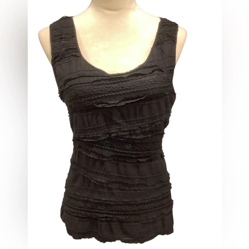 Max Studio Black Textured Lined Tank Top Size L